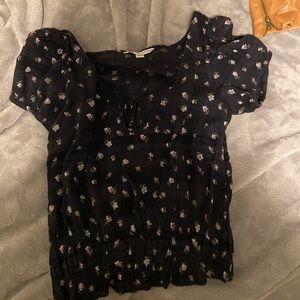 Black Floral Crop Top